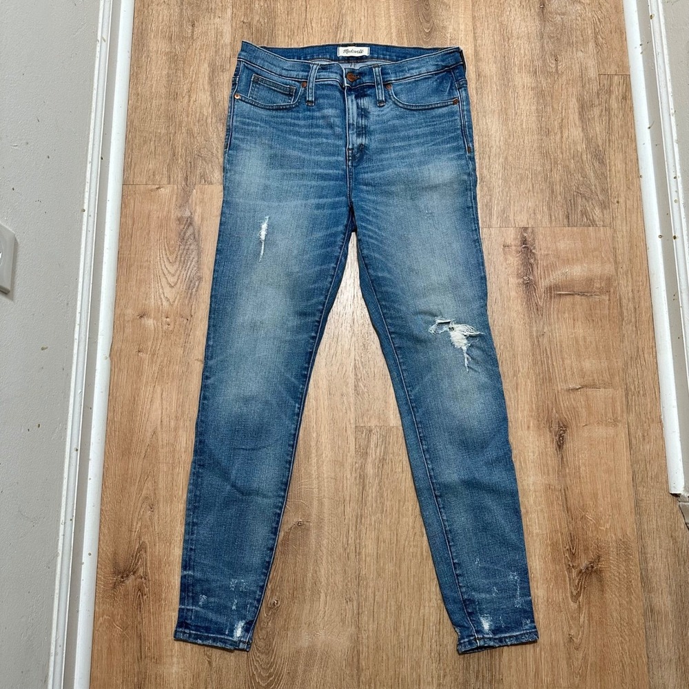 MADEWELL | 9" High-Rise Skinny Jeans, Distressed Destructed-Hem Edition, Size 30